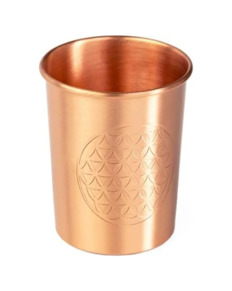 Copper cup with an engraved Flower of Life motif